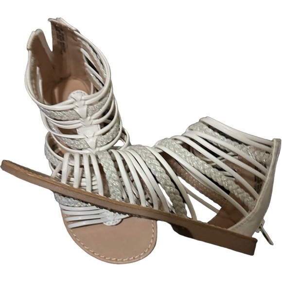 Olive & Edie Remie White Gladiator Strappy Zip Sandals Big Girl Size 1 Youth New - Picture 11 of 16